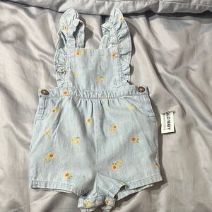 Old Navy Blue Kids Overalls with Floral Accents